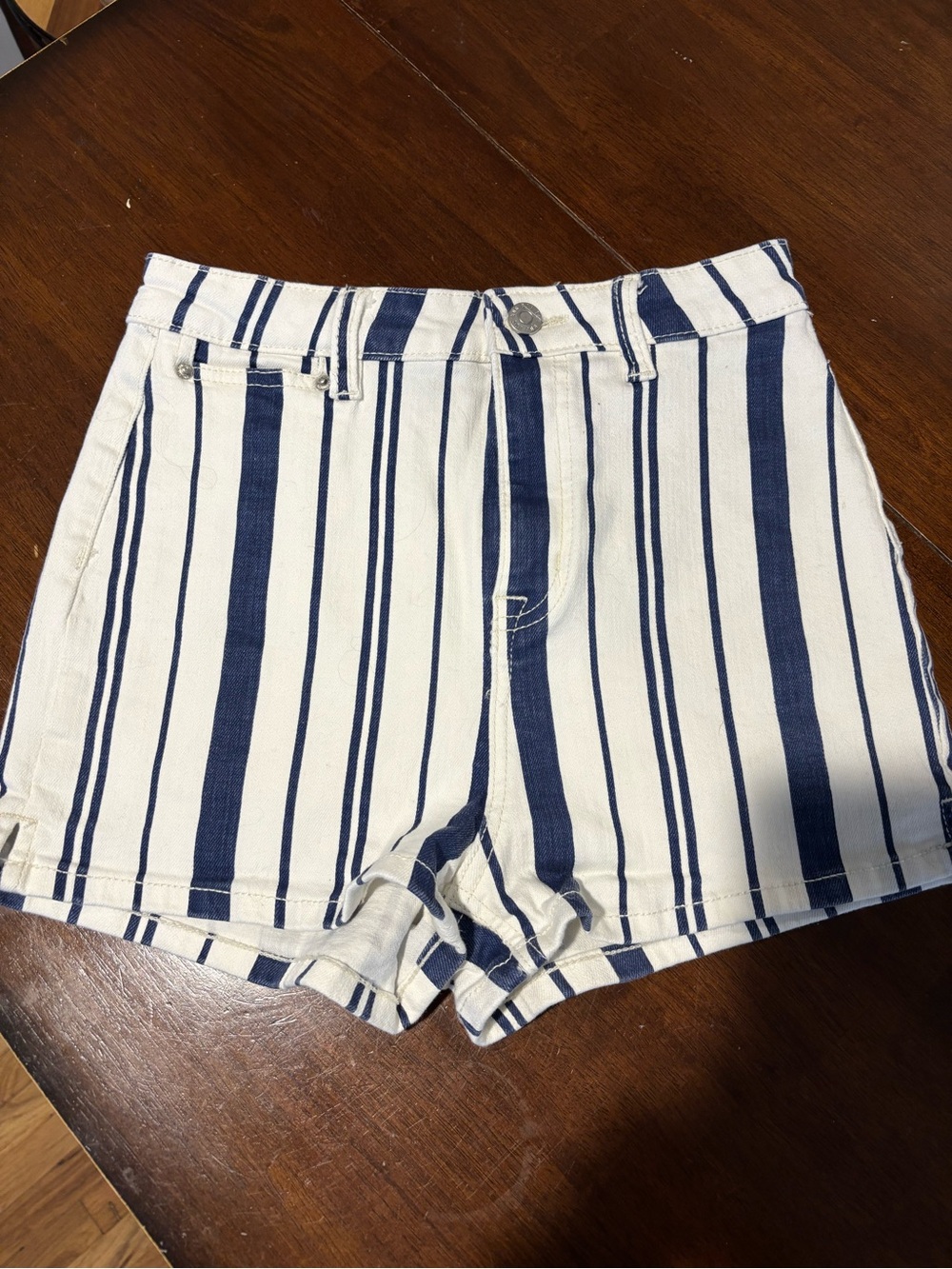BDG Striped High-Waist Women's Shorts - Navy and White